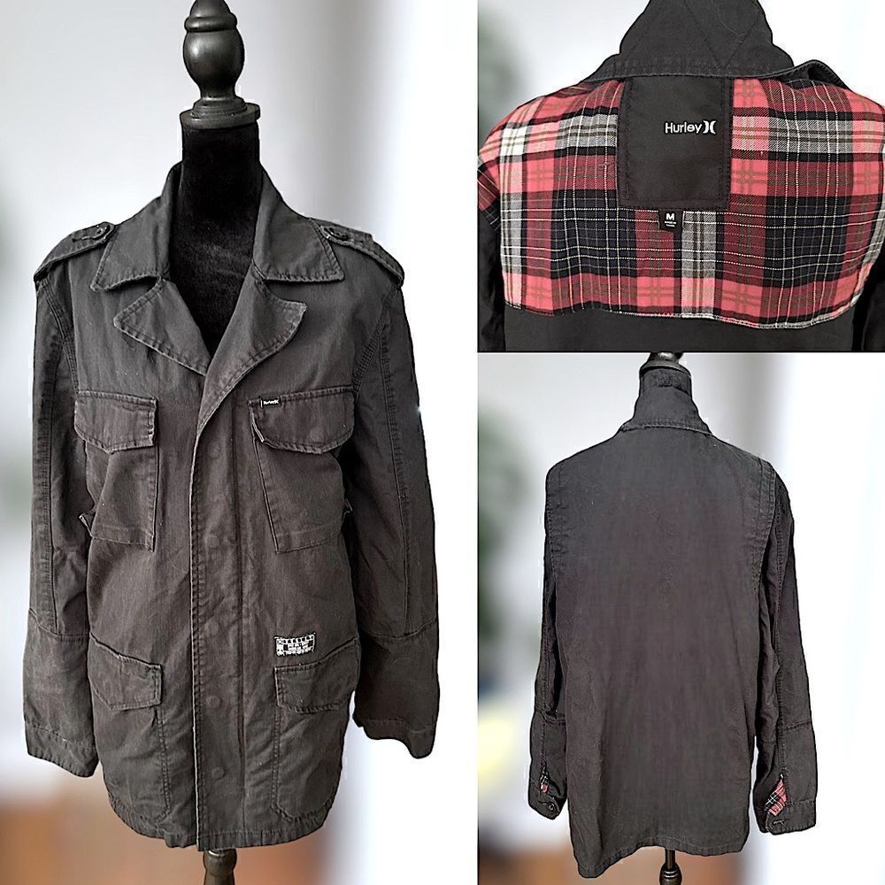 HURLEY DELTA 43 MILITARY JACKET with Plaid Detail Size M
